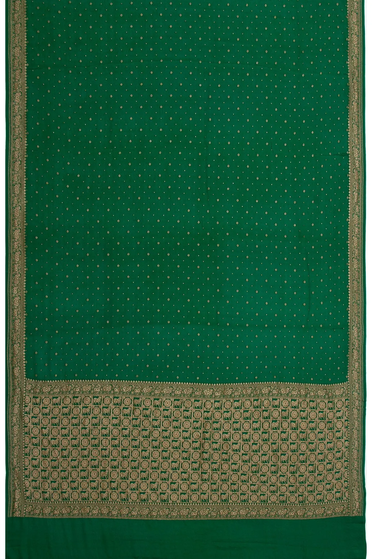Green Banaras Georgette Saree with Antique Zari Work