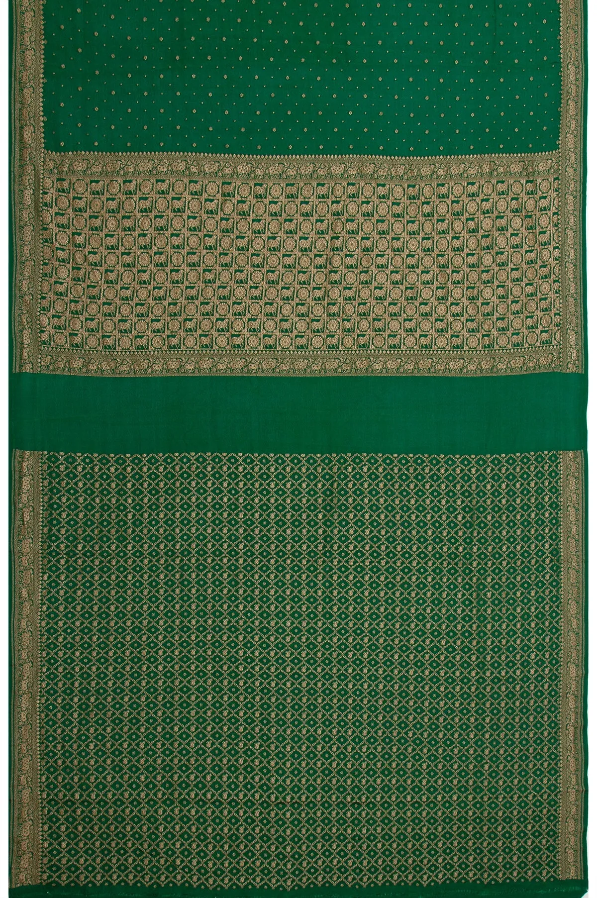 Green Banaras Georgette Saree with Antique Zari Work