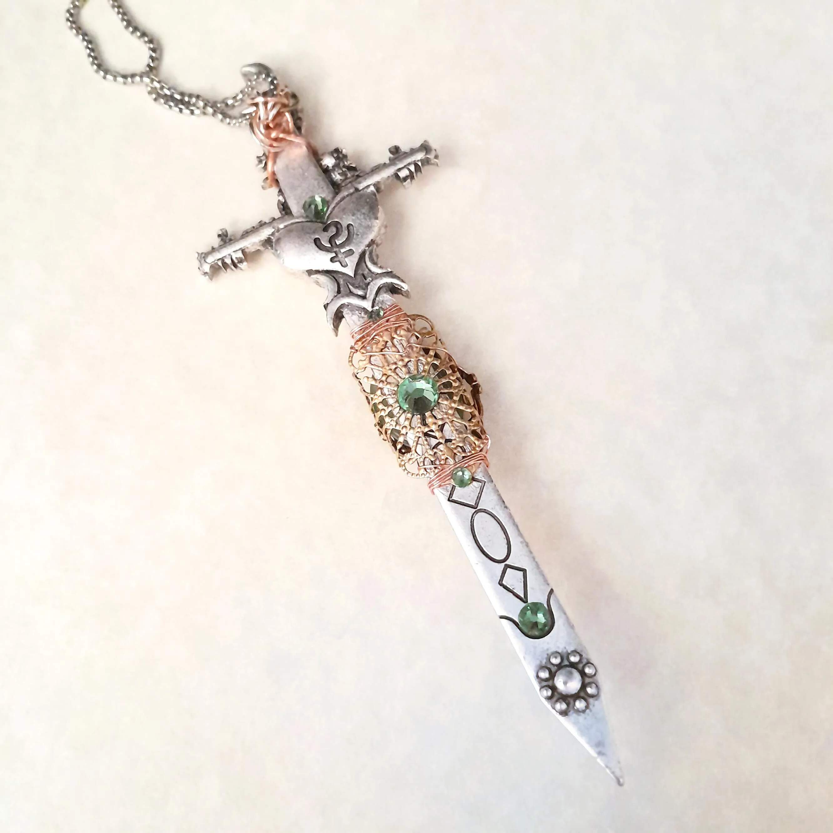 Green Jade Magical Sword Necklace