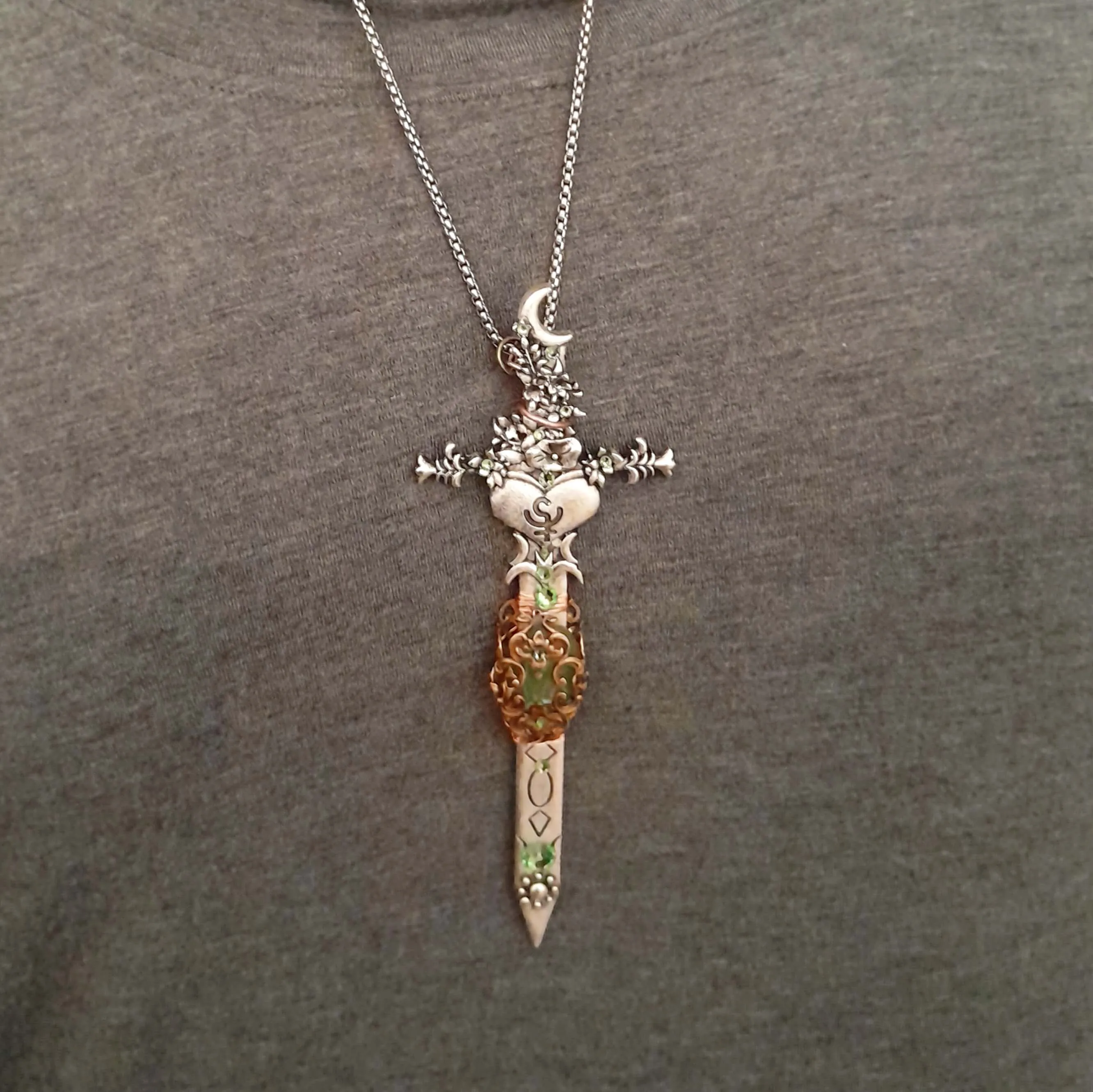 Green Jade Magical Sword Necklace