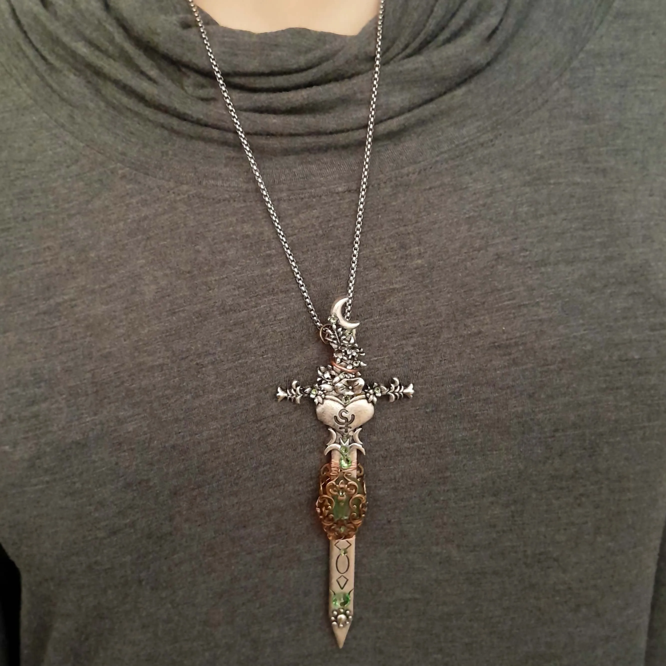 Green Jade Magical Sword Necklace