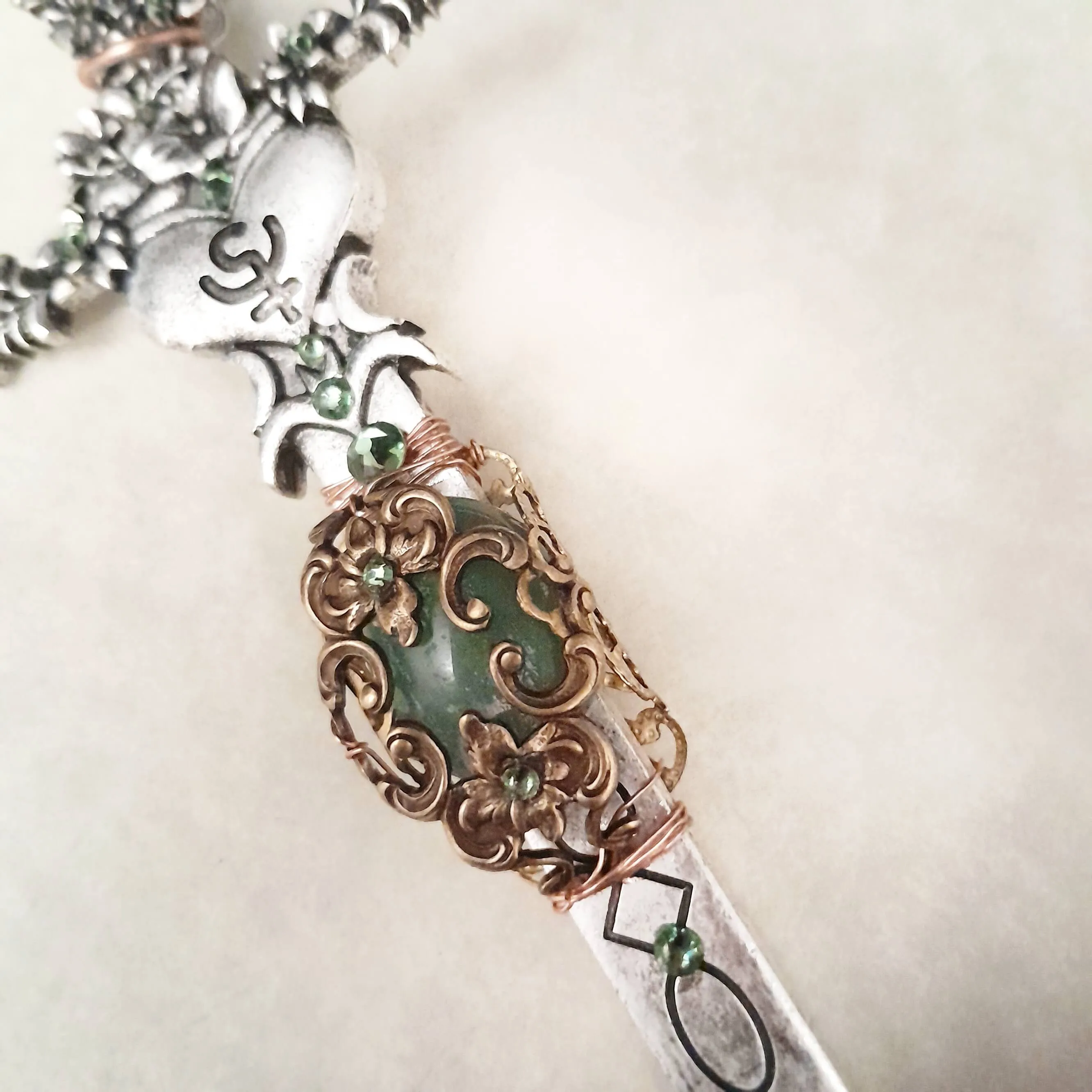 Green Jade Magical Sword Necklace