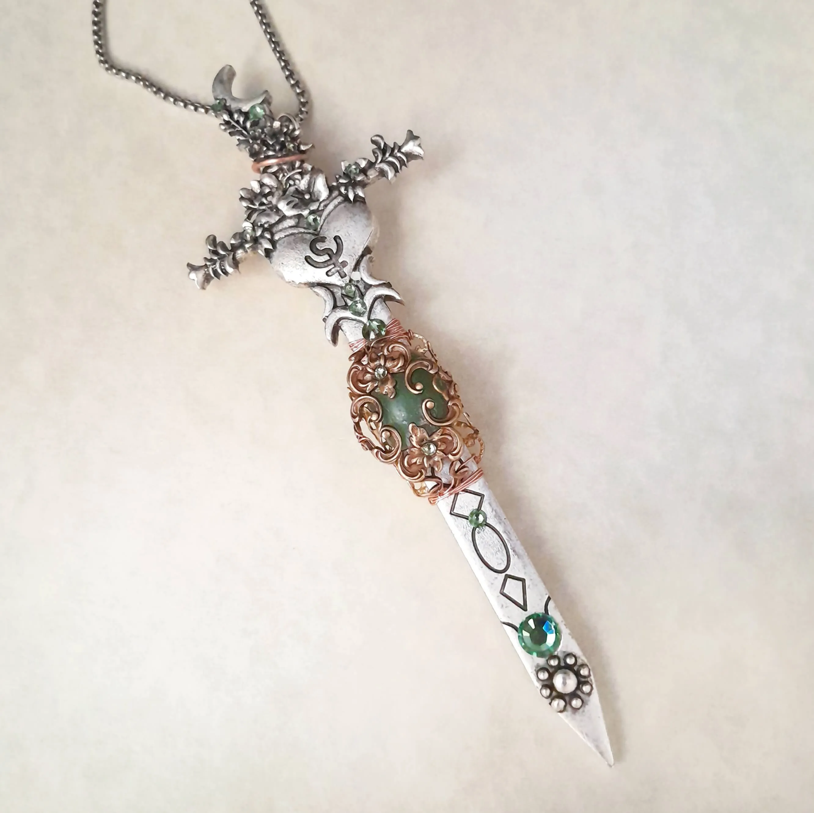 Green Jade Magical Sword Necklace