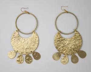 Hammered Gold Detail Antique Hoop