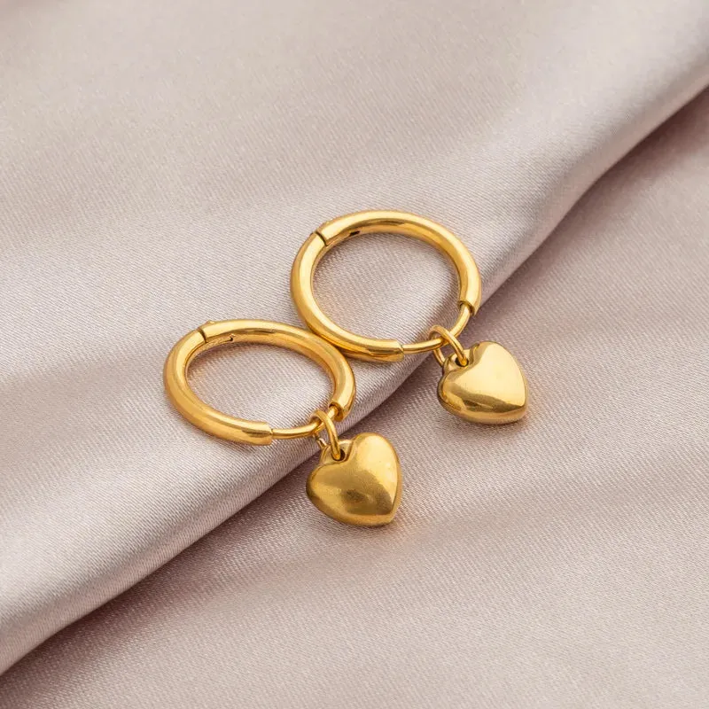 Heart Charm Hoop Earrings