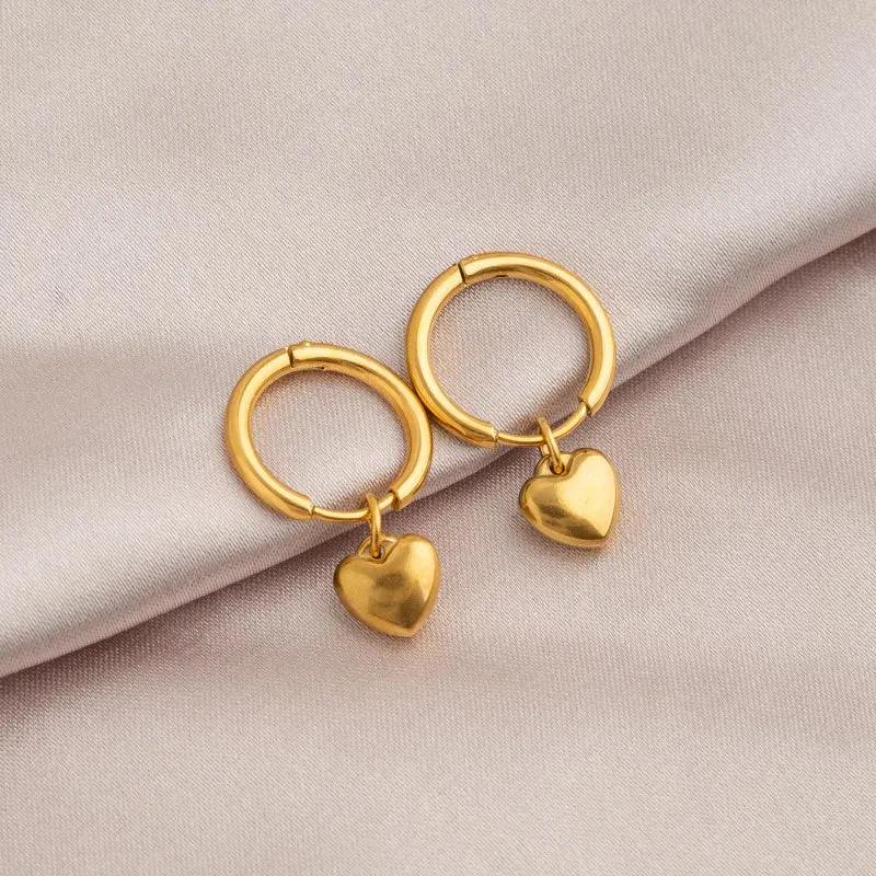 Heart Charm Hoop Earrings