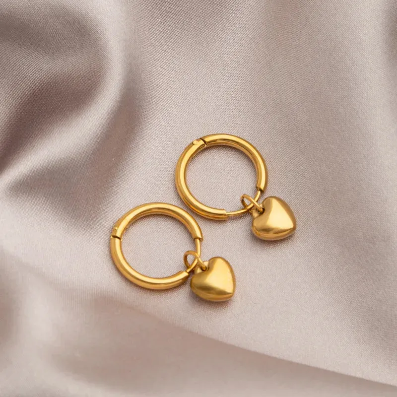 Heart Charm Hoop Earrings