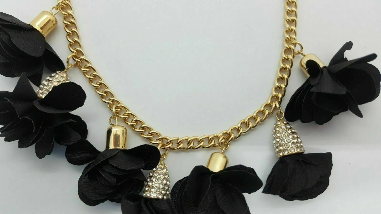Inc Gold-Tone Fabric Flower Statement Necklace, 16   3 Extender