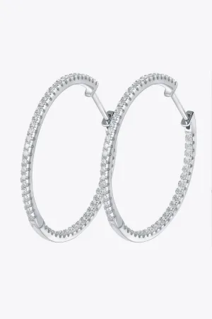 Inlaid Moissanite 925 Sterling Silver Hoop Earrings