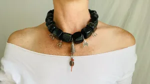 Jade & Berber Silver Necklace. Choker.