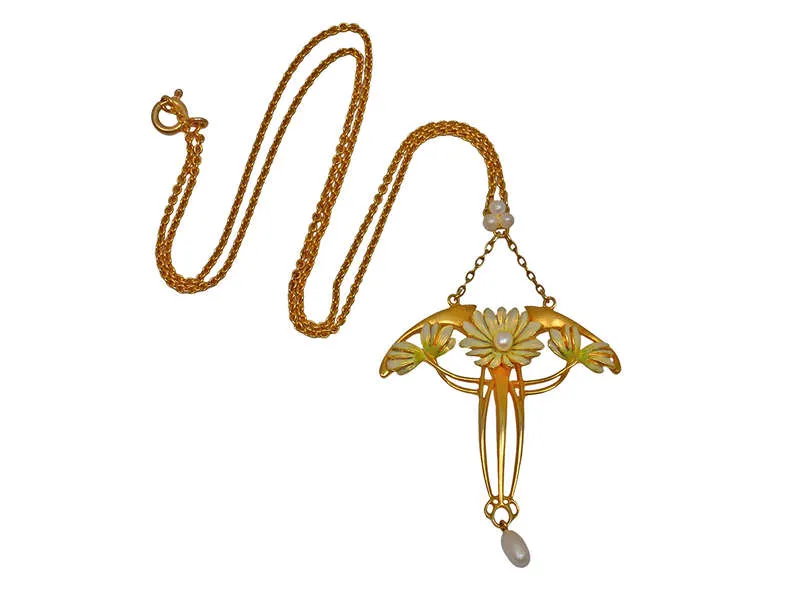 Krementz Art Nouveau Enamel Necklace