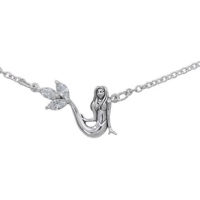 Laying Mermaid Sterling Silver Necklace