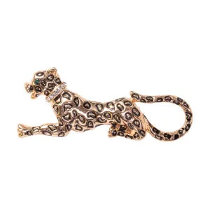 Leopard Brooch Pin and Pendant necklace Jewelry  in gold over brass with 22"steel chain