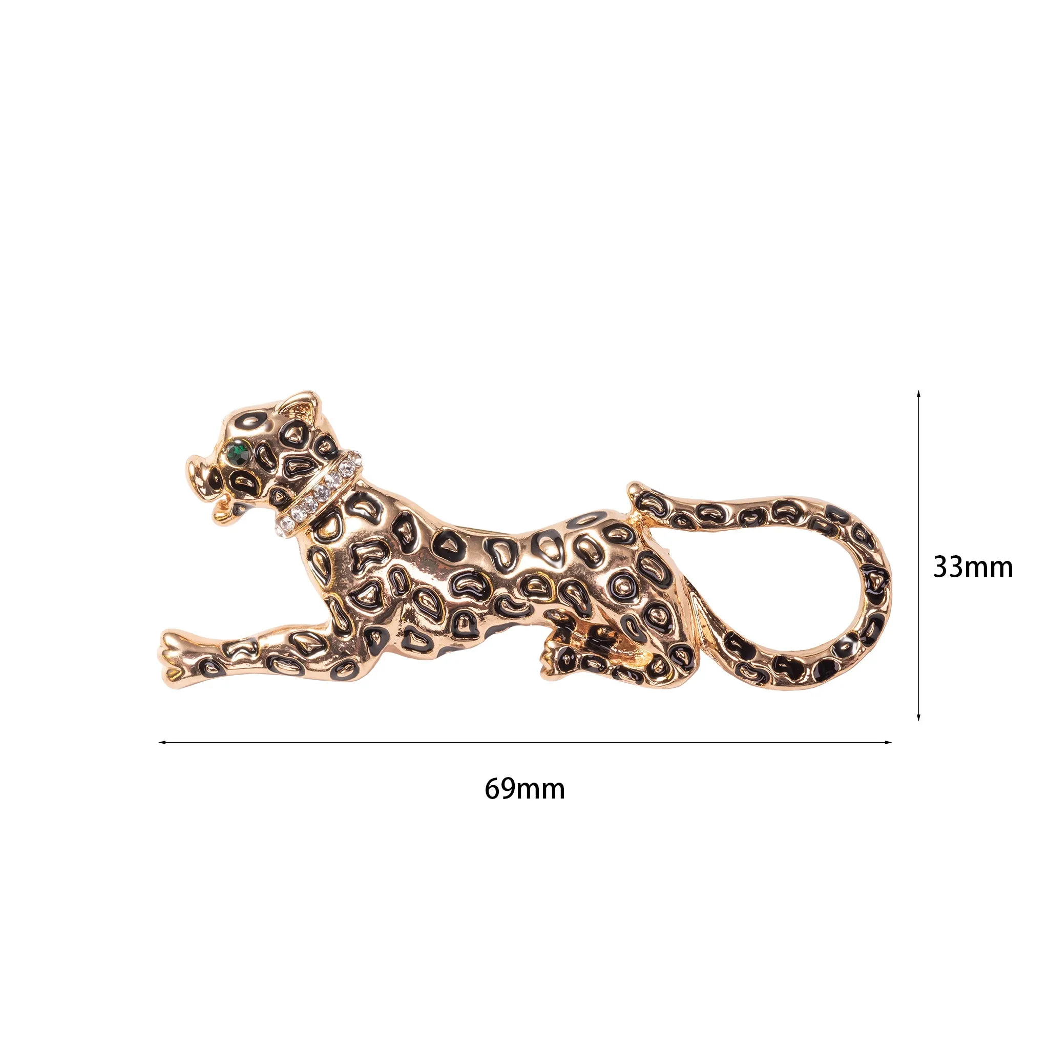 Leopard Brooch Pin and Pendant necklace Jewelry  in gold over brass with 22"steel chain