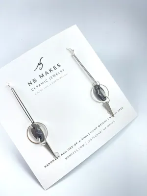 Linda Drop Pendant Earrings - Silver