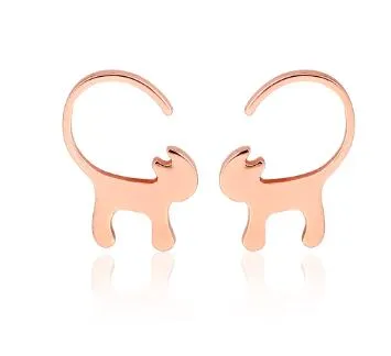 Long-tailed Cat Minimalist Earrings