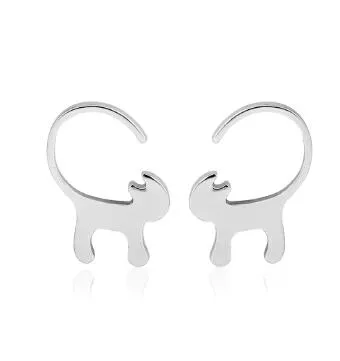 Long-tailed Cat Minimalist Earrings
