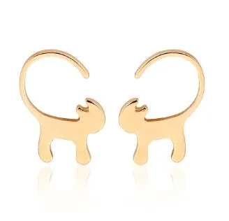 Long-tailed Cat Minimalist Earrings