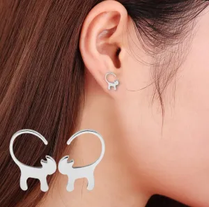 Long-tailed Cat Minimalist Earrings