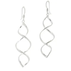 Long Twisted Spiral Icicle Anti-Tarnish Sterling Silver Hook Earrings