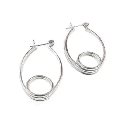 Loopty Loop Spring Swirl Hoop Earrings Sterling Silver