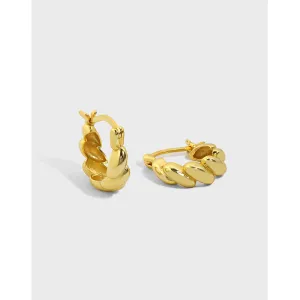 LOVCIA Irregular Twisted Minimalist 925 Sterling Silver Hoop Earrings for Women with 18K Gold/Rhodium Plating