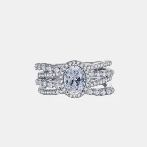 LOVCIA Jewelry 3 Carat Moissanite and 925 Sterling Silver Elegant Layered Ring for Women