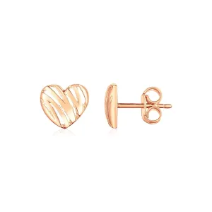 LOVCIA Luxury 14K Rose Gold Minimalist Scribble Heart Earrings