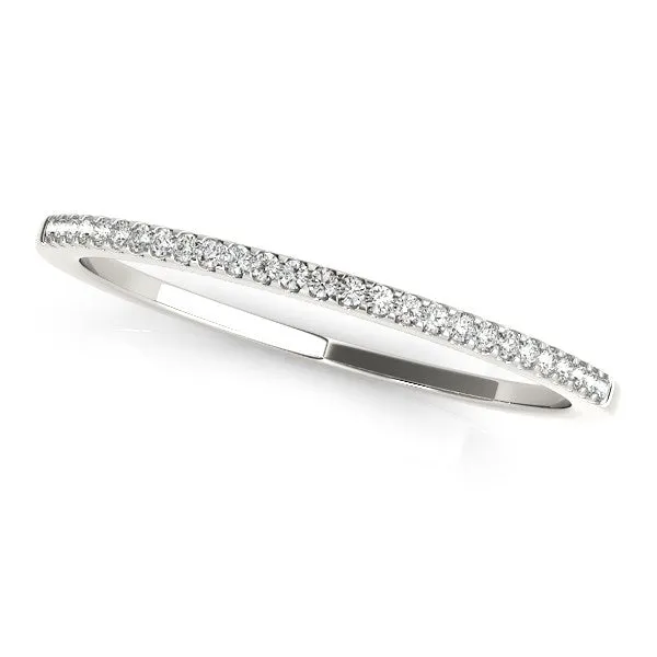 LOVCIA Luxury 14k White Gold Slim Round Diamond Pave Wedding Band (0.09 ct)