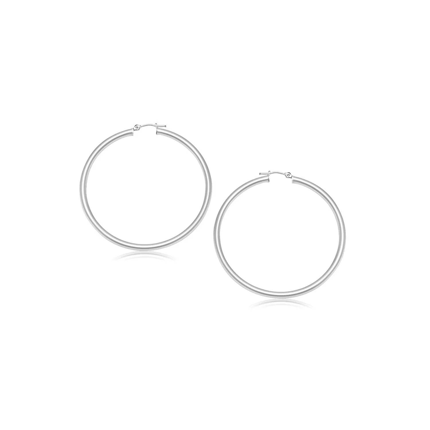 LOVCIA Luxury Classic 14K White Gold Snap Lock Hoop Earrings (20mm)