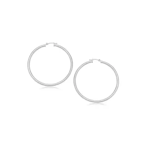 LOVCIA Luxury Classic 14K White Gold Snap Lock Hoop Earrings (20mm)