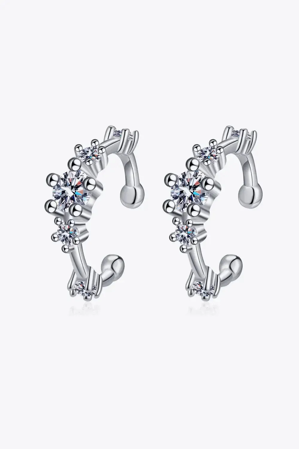 LOVCIA Moissanite Rhodium-Plated Cuff Earrings