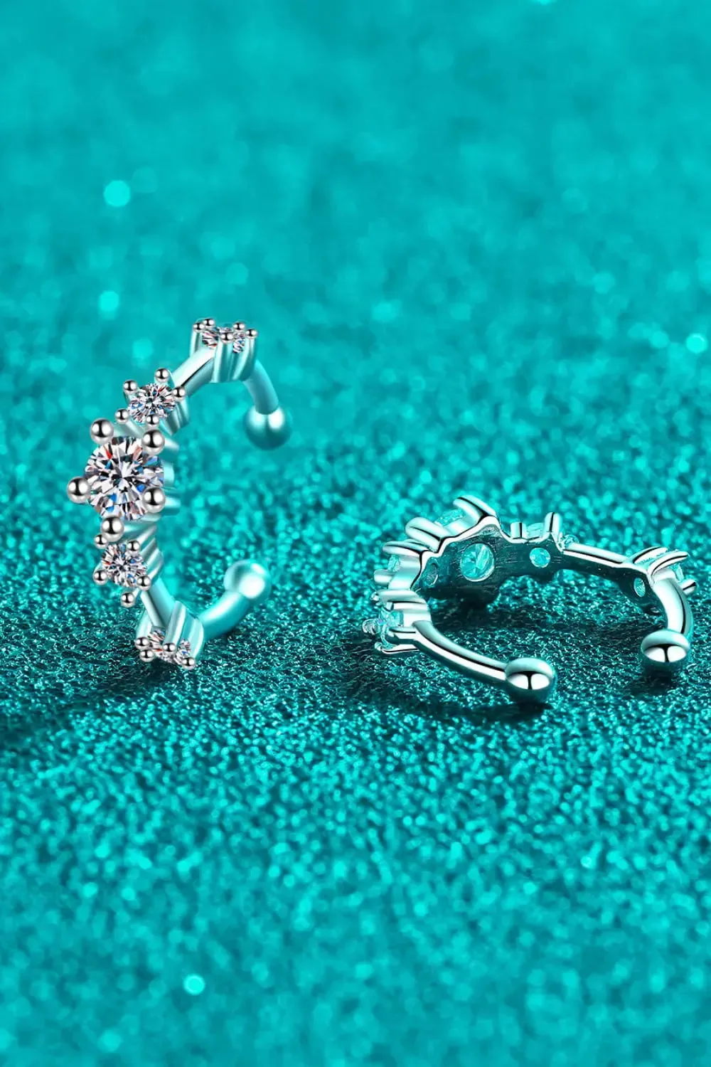 LOVCIA Moissanite Rhodium-Plated Cuff Earrings