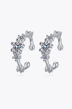 LOVCIA Moissanite Rhodium-Plated Cuff Earrings