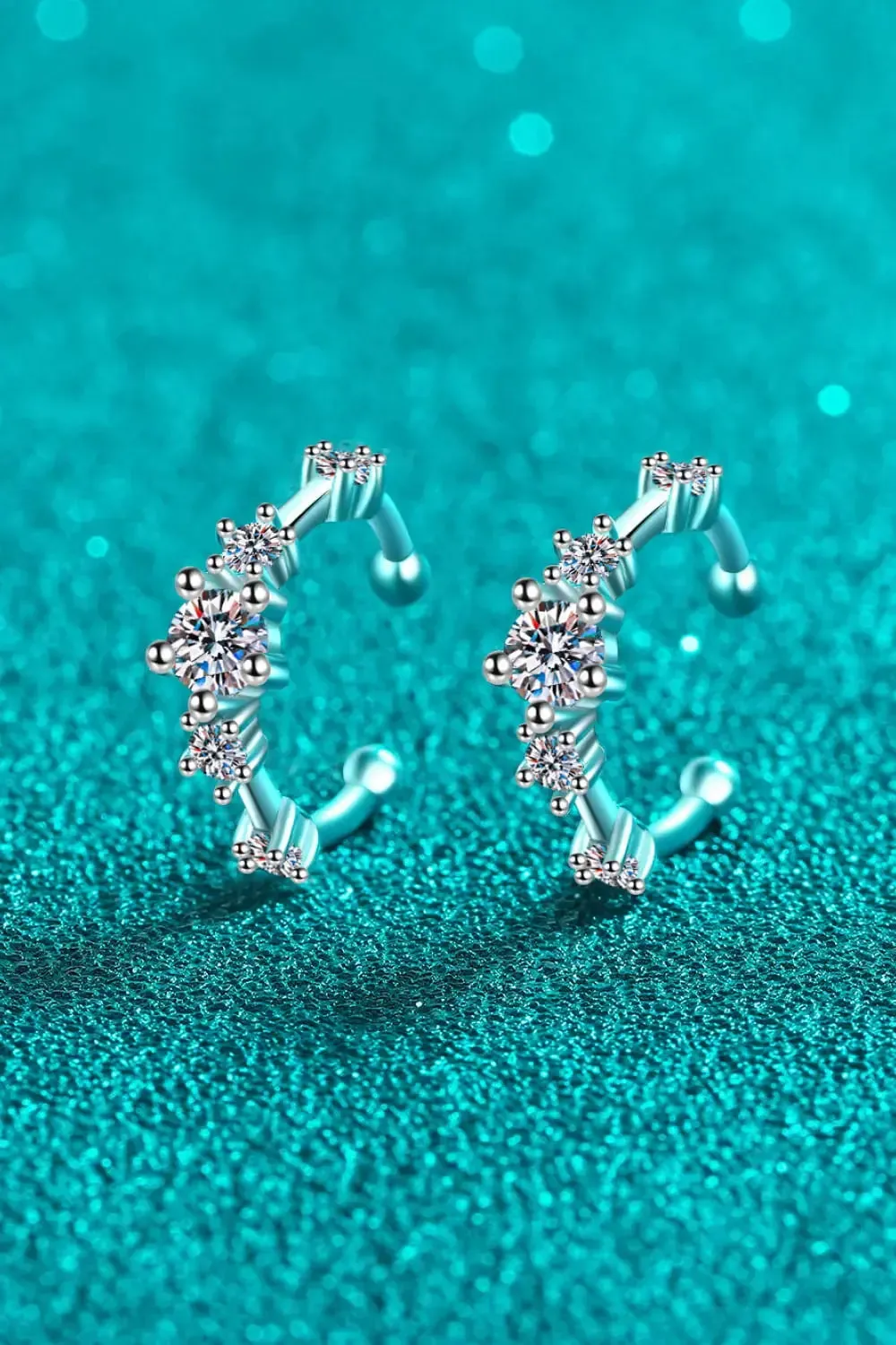 LOVCIA Moissanite Rhodium-Plated Cuff Earrings