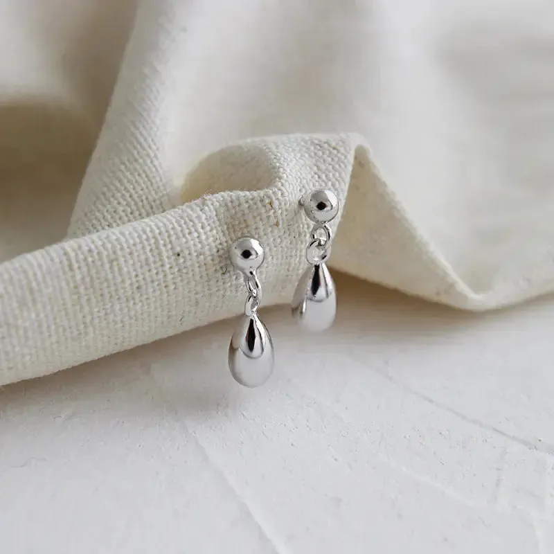 LOVCIA Simple Drop Water Girl 925 Sterling Silver Stud Earrings