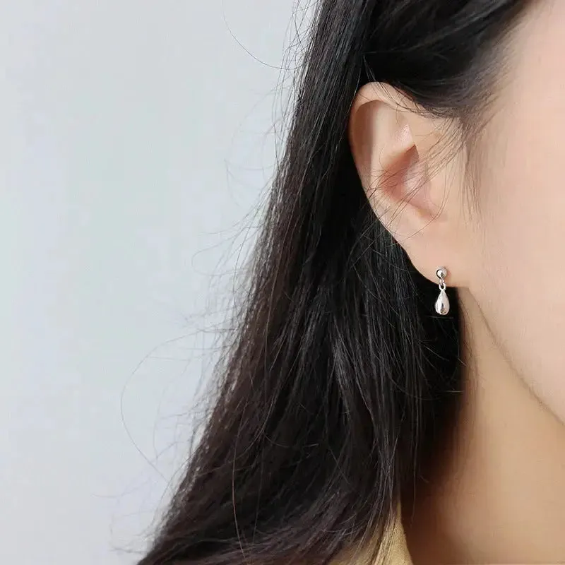 LOVCIA Simple Drop Water Girl 925 Sterling Silver Stud Earrings