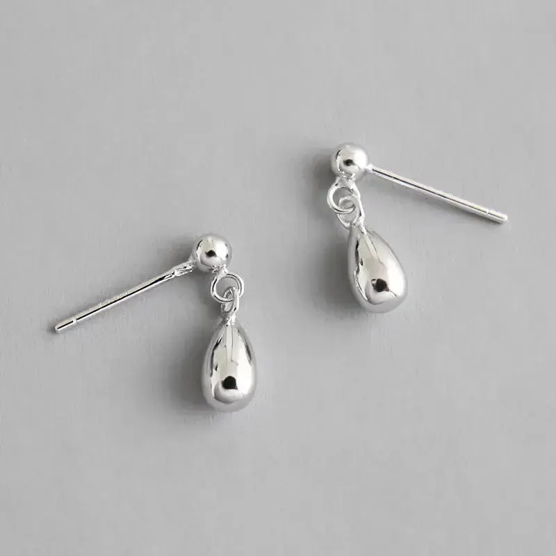 LOVCIA Simple Drop Water Girl 925 Sterling Silver Stud Earrings