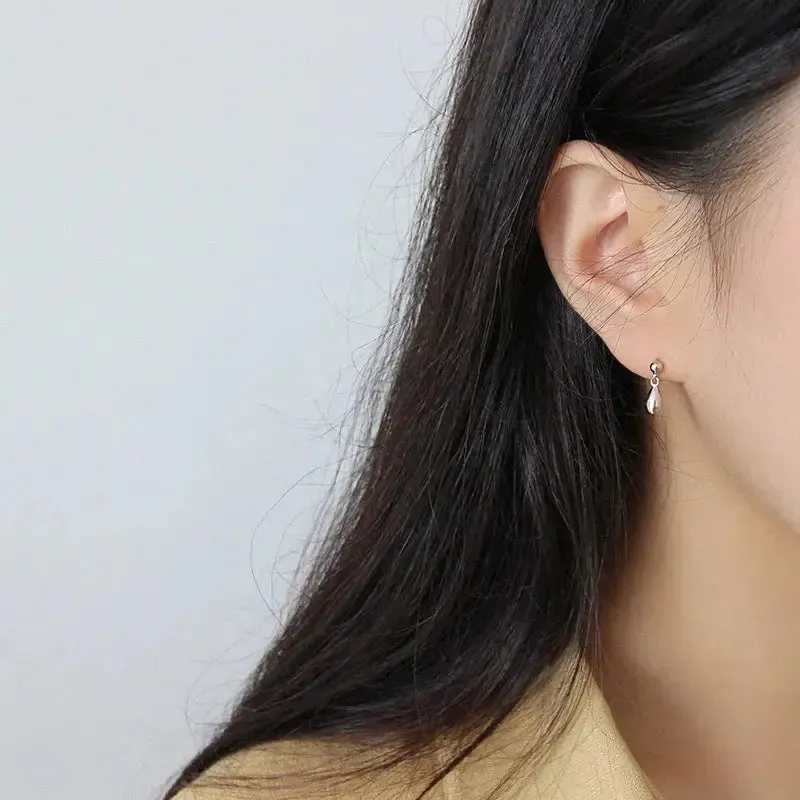 LOVCIA Simple Drop Water Girl 925 Sterling Silver Stud Earrings