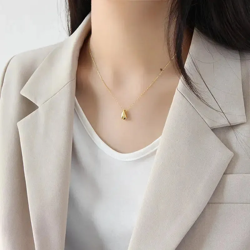 LOVCIA Simple Water Drop Hot 925 Sterling Silver Necklace