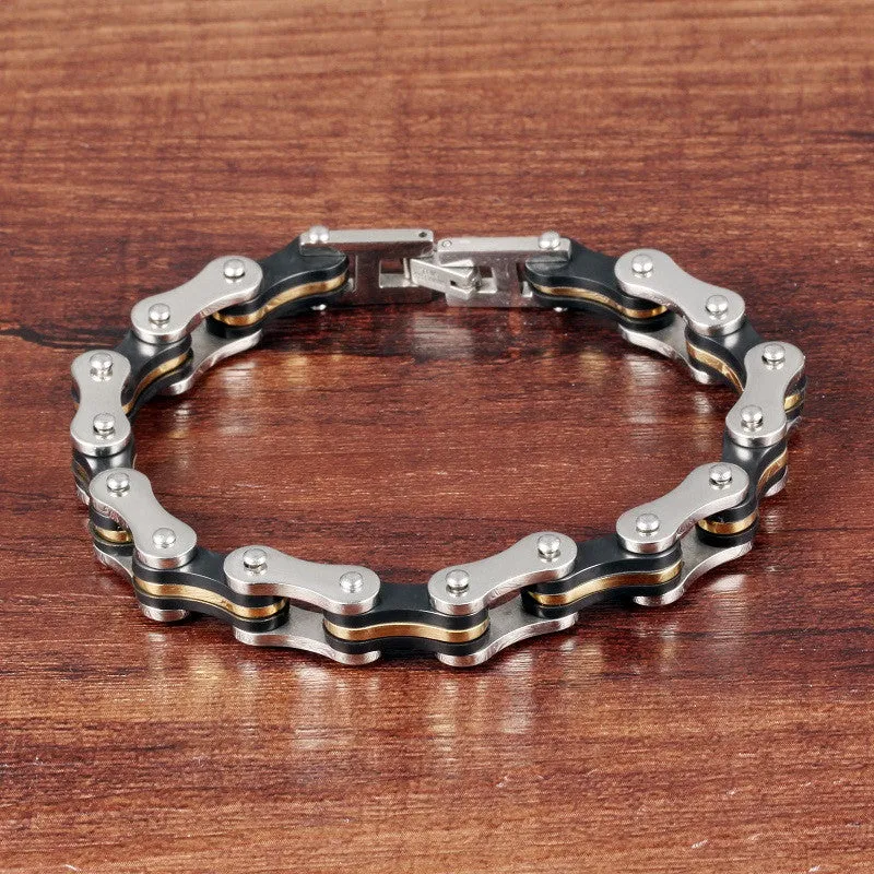 Men Jewelry Stainless Steel Silicone Bracelets Biker Bicycle Motorcycle Chain Man Hand Bracelet Accessories