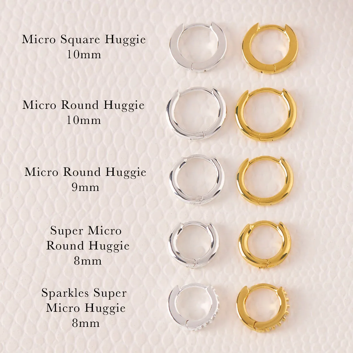 Micro Square Huggie 10mm Gold