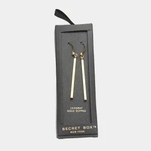 Minimal Vertical Bar Rectangle Drop Earrings - Gold Dipped