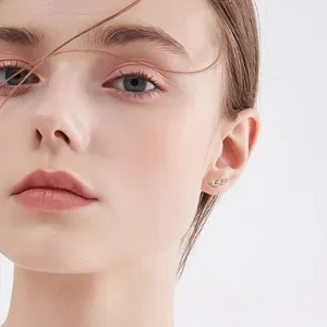 Minimalist 4-Stone Stud Earrings in Gold & Silver: Stylish and Modern Jewelry