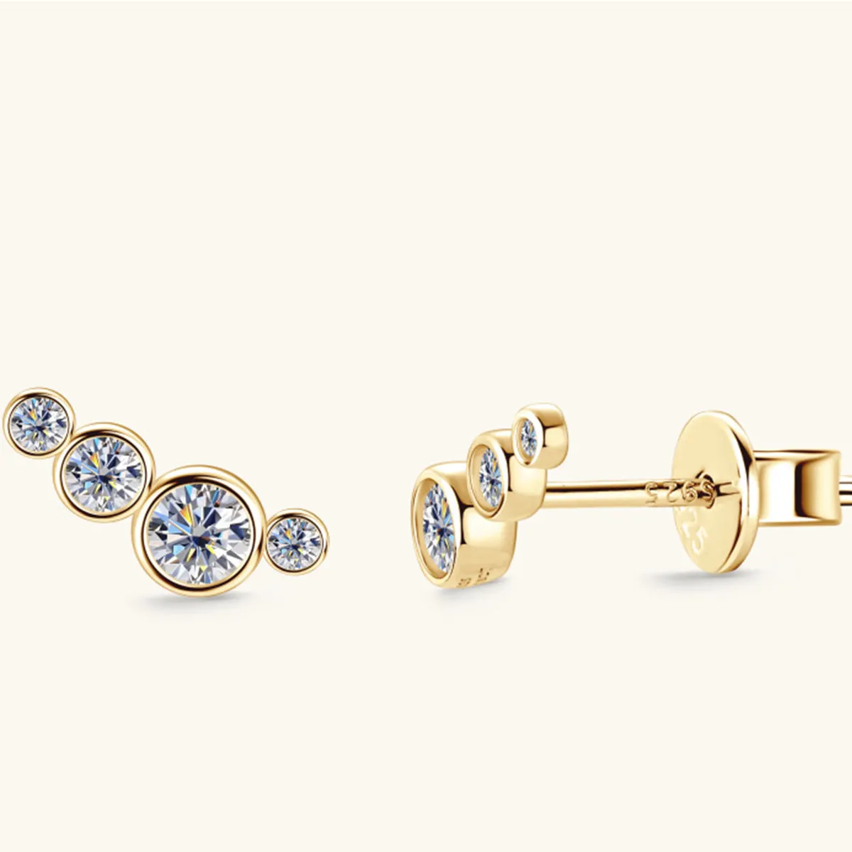 Minimalist 4-Stone Stud Earrings in Gold & Silver: Stylish and Modern Jewelry