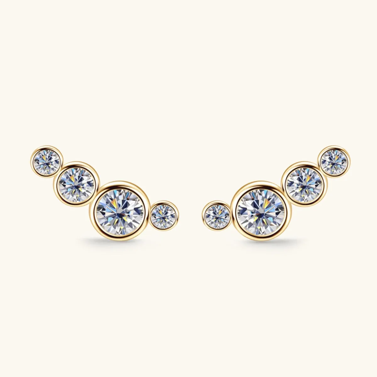 Minimalist 4-Stone Stud Earrings in Gold & Silver: Stylish and Modern Jewelry