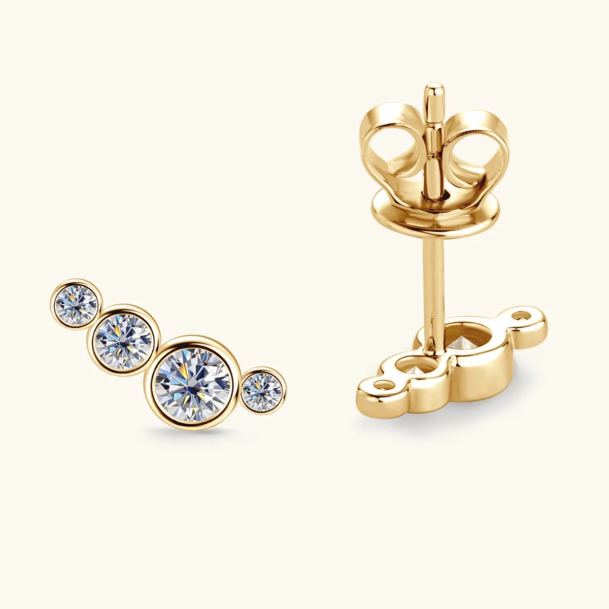 Minimalist 4-Stone Stud Earrings in Gold & Silver: Stylish and Modern Jewelry