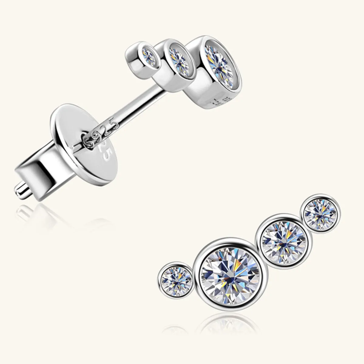 Minimalist 4-Stone Stud Earrings in Gold & Silver: Stylish and Modern Jewelry