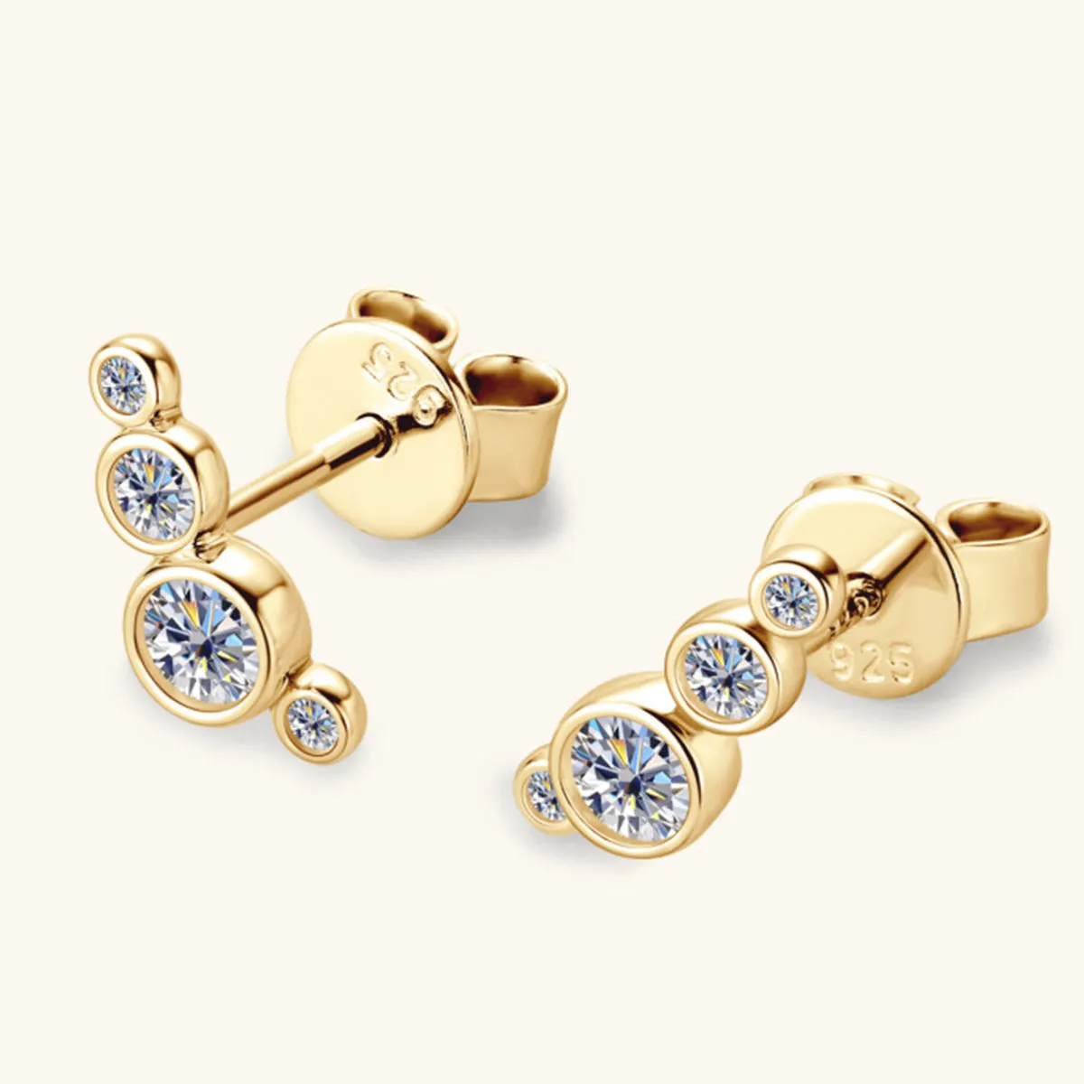 Minimalist 4-Stone Stud Earrings in Gold & Silver: Stylish and Modern Jewelry
