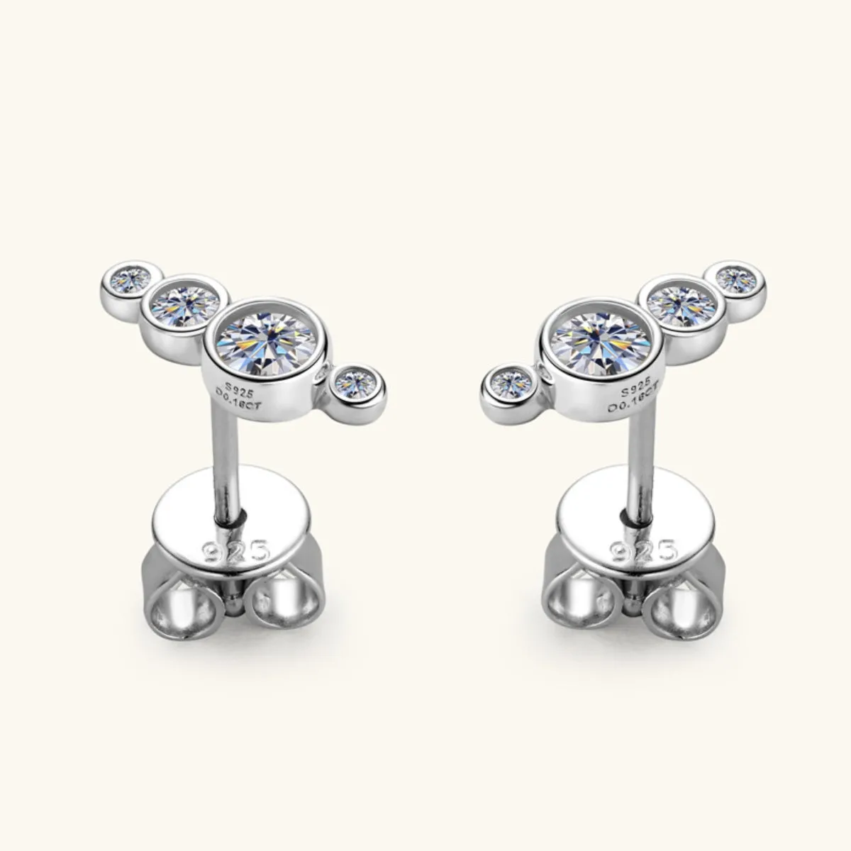 Minimalist 4-Stone Stud Earrings in Gold & Silver: Stylish and Modern Jewelry